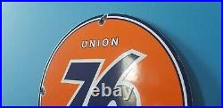 Vintage Union 76 Gasoline Porcelain Gas Service Station Pump Plate Ad Sign