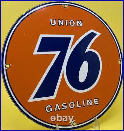 Vintage Union 76 Porcelain Sign Gas Station Pump Plate Motor Oil Gasoline