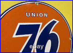 Vintage Union 76 Porcelain Sign Gas Station Pump Plate Motor Oil Gasoline