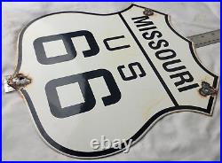 Vintage Us Route 66 Missouri Az Porcelain Metal Highway Sign Gas Oil Road Shield