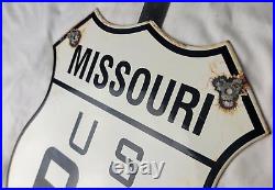 Vintage Us Route 66 Missouri Az Porcelain Metal Highway Sign Gas Oil Road Shield