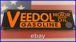 Vintage Veedol Gasoline Porcelain Gas Station Sign Pump Plate Motor Oil USA