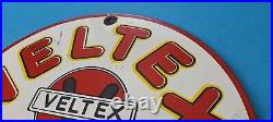 Vintage Veltex Gasoline Porcelain Gas Motor Oil Service Station Pump Plate Sign