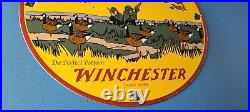 Vintage WInchester Sign Porcelain Firearms Shot Gun Hunting Gas Oil Pump Sign
