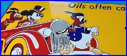 Vintage Walt Disney Porcelain Mickey Mouse Sunoco Gasoline 24 Inches Pump Sign