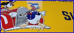 Vintage Walt Disney Porcelain Mickey Mouse Sunoco Gasoline 24 Inches Pump Sign