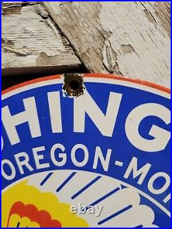 Vintage Washington Gasoline Porcelain Sign Idaho Oregon Montana Chief Gas Oil