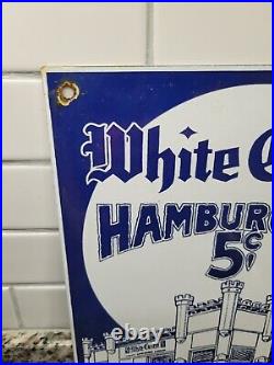Vintage White Castle Hamburger Porcelain Sign Drive Thru Fast-food Diner Gas Oil