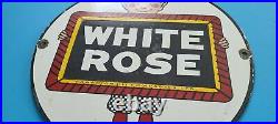 Vintage White Rose Gasoline Porcelain 12 Slate Boy Gas Oil Service Station Sign