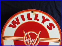 Vintage Willys Jeep Parts / Service Gas /oil Porcelain Advertising Sign