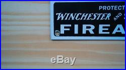 Vintage Winchester And Smith&wesson Porcelain Enamel Sign Nra Guns Pump Plate Nr