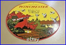 Vintage Winchester Porcelain Shot Gun Shells & Ammo Advertising Gas Service Sign