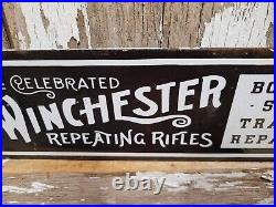 Vintage Winchester Porcelain Sign Repeating Rifle Gun Ammo Gas Oil Shotgun Fish