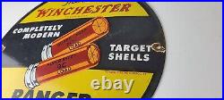 Vintage Winchester Sign Shotguns Super Trap Firearms Gas Pump Porcelain Sign