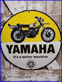 Vintage Yamaha Porcelain Sign 30 Dirtbike Motorcycle Racing Gas Oil Off Road