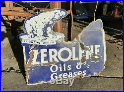 Vintage Zerolene porcelain flange sign