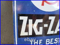 Vintage Zig Zag Porcelain Sign France Cigarette Papers Smoking Tobacco Gas Oil