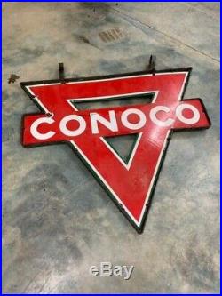 Vintage collectible Double sided porcelain Conoco sign