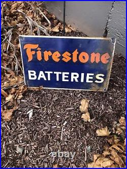 Vintage firestone battery porcelain sign 24 inch display