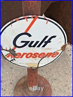 Vintage gulf kerosene dispenser, gulf gas pump, porcelain gulf sign, sinclair, mob