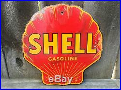 Vintage (not a repop) Shell Gasoline Porcelain Pump Plate Sign Rare Petroliana