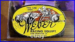 Vintage original Weber Racing Equipment porcelain gas oil sign