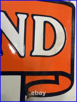 Vtg Original Northland Greyhound Bud Station Double Sided Porcelain Gas Oil Sign