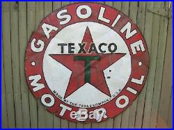 Vtg TEXACO Gasoline & Oil Porcelain Dealer Sign42 DiameterHas a few issues