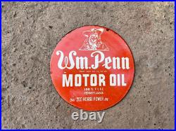 WM. PENN MOTOR OIL PORCELAIN ENAMEL SIGN 30x30 INCHES