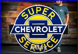 WOW! Original 60 Chevrolet Service Porcelain Gas Oil Dealership Sign